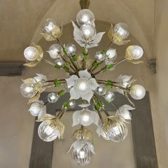 Flower Power Brass Sputnik Chandelier w Murano Art Glass Boules and Petals - 3484153