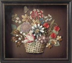 Flowerbasket Raisedwork Embroidery in Shadow Box Frame - 1766387