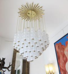 Flush Mount Conical Murano White Glass and Brass Ceiling Light in stock - 4588835