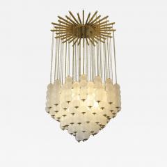 Flush Mount Conical Murano White Glass and Brass Ceiling Light in stock - 4609889