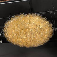 Flush Mount Murano Disc Chandelier in Gold and Clear Glass and Brushed Brass - 3926267