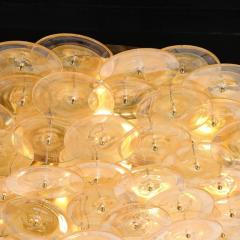 Flush Mount Murano Disc Chandelier in Gold and Clear Glass and Brushed Brass - 3926303