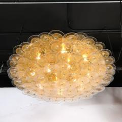 Flush Mount Murano Disc Chandelier in Gold and Clear Glass and Brushed Brass - 3926310