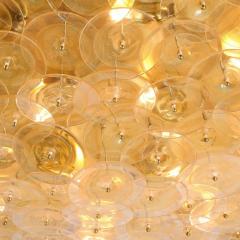 Flush Mount Murano Disc Chandelier in Gold and Clear Glass and Brushed Brass - 3926317