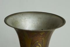 Fluted Art Deco Vase in Patinated Metal and Brass 1930s - 4395774