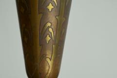 Fluted Art Deco Vase in Patinated Metal and Brass 1930s - 4395792