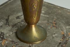 Fluted Art Deco Vase in Patinated Metal and Brass 1930s - 4395804