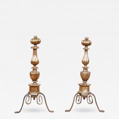 Fluted Bronze Andirons - 3959296