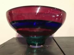 Fluvio Bianconi Vibrant red blue and green murano glass bowl by Fluvio Bianconi - 1172943