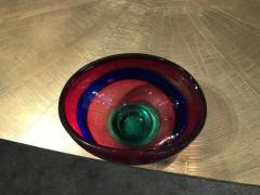 Fluvio Bianconi Vibrant red blue and green murano glass bowl by Fluvio Bianconi - 1172975