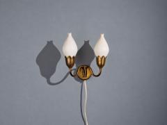 Fog M rup Danish Modern Double Wall Light Brass Glass Denmark 1950s - 4804394