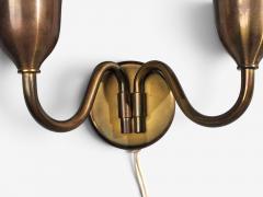 Fog M rup Danish Modern Double Wall Light Brass Glass Denmark 1950s - 4804401
