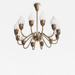 Fog Morup Chandelier with Brass and Glass Denmark 1950s - 4771277