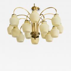 Fog Morup Chandelier with Brass and Glass Denmark 1950s - 4771279