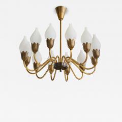 Fog Morup Chandelier with Brass and Glass Denmark 1950s - 4771280