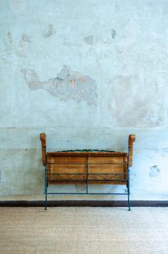 Folding Iron and Bamboo Bench 1950s - 4364946
