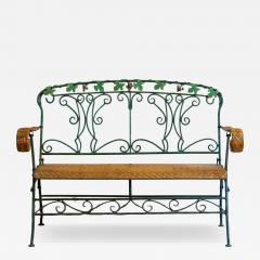 Folding Iron and Bamboo Bench 1950s - 4428449