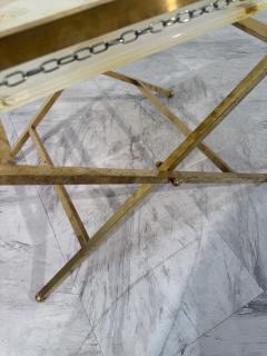 Folding Tray Table in Brass with Painted Glass Top 1970s Italy - 4308748