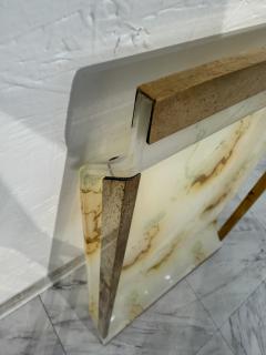 Folding Tray Table in Brass with Painted Glass Top 1970s Italy - 4308753
