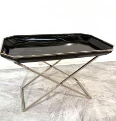 Folding Tray Table in Smoked Glass Chrome 1970s Italy - 4308517