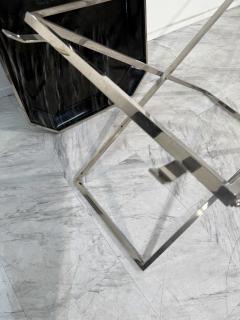 Folding Tray Table in Smoked Glass Chrome 1970s Italy - 4308523