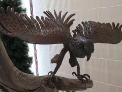 Folk Art Americana Iron Eagle on Driftwood Base Circa 1910 - 82980