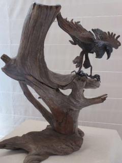 Folk Art Americana Iron Eagle on Driftwood Base Circa 1910 - 82981