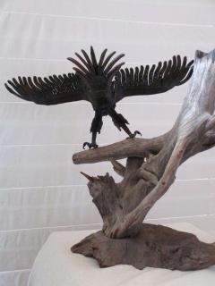 Folk Art Americana Iron Eagle on Driftwood Base Circa 1910 - 82982