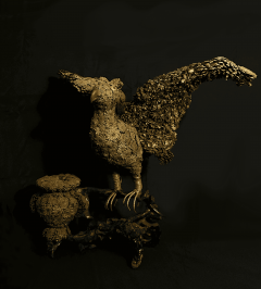 Folk Art Eagle Urn Sculpture - 4349302