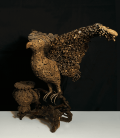 Folk Art Eagle Urn Sculpture - 4349303