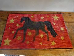 Folk Art Hooked Rug Depicting a Prancing Morgan Horse Vermont - 2097783