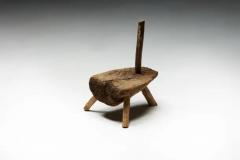 Folk Art Monoxylite Tripod Hearth Chair France 19th Century - 3484309