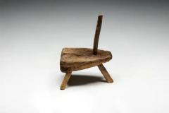 Folk Art Monoxylite Tripod Hearth Chair France 19th Century - 3484310