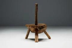 Folk Art Monoxylite Tripod Hearth Chair France 19th Century - 3484343