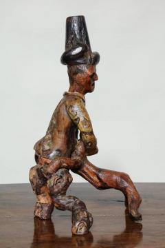 Folk Art Root Carving Man and Dog - 664996