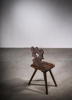 Folk art oak Brettstuhl chair Austria 1816 - 2459039