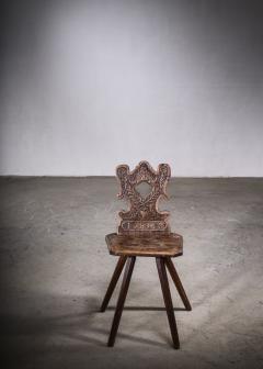 Folk art oak Brettstuhl chair Austria 1816 - 2459041