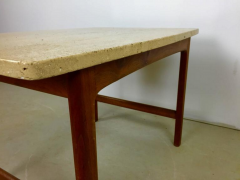 Folke Ohlsson DUX Teak and Travertine Marble Lamp Table by Folke Ohlsson - 219106