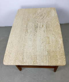 Folke Ohlsson DUX Teak and Travertine Marble Lamp Table by Folke Ohlsson - 219110