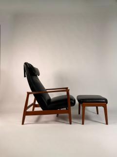 Folke Ohlsson Folke Ohlsson Recliner and ottoman for Dux in Black Leather - 4358858