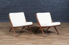 Folke Ohlsson Folke Ohlsson Scissor Sculpted Walnut Lounge Chairs for Dux - 4291776