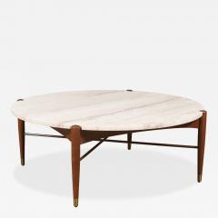 Folke Ohlsson Folke Ohlsson Sculpted Coffee Table w Roman Travertine Top for Dux - 4214255