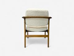 Folke Ohlsson Folke Ohlsson attr Swedish Modern White Shearling Oak Arm Chairs 1960s - 4207107