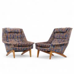 Folke Ohlsson Folke Ohlsson for Dux Mid Century Swedish Teak Lounge Chairs Pair - 4300447