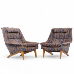 Folke Ohlsson Folke Ohlsson for Dux Mid Century Swedish Teak Lounge Chairs Pair - 4300448