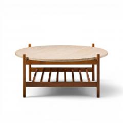 Folke Ohlsson Folke Ohlsson for Dux Style Mid Century Teak and Travertine Top Coffee Table - 4687828