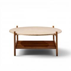 Folke Ohlsson Folke Ohlsson for Dux Style Mid Century Teak and Travertine Top Coffee Table - 4687829