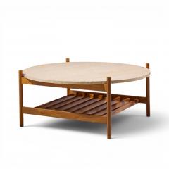 Folke Ohlsson Folke Ohlsson for Dux Style Mid Century Teak and Travertine Top Coffee Table - 4687830