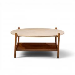 Folke Ohlsson Folke Ohlsson for Dux Style Mid Century Teak and Travertine Top Coffee Table - 4687832