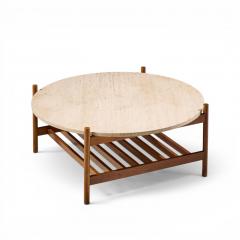 Folke Ohlsson Folke Ohlsson for Dux Style Mid Century Teak and Travertine Top Coffee Table - 4687834